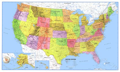 24x36 United States Classic Premier Laminated Wall Map Poster Walmart