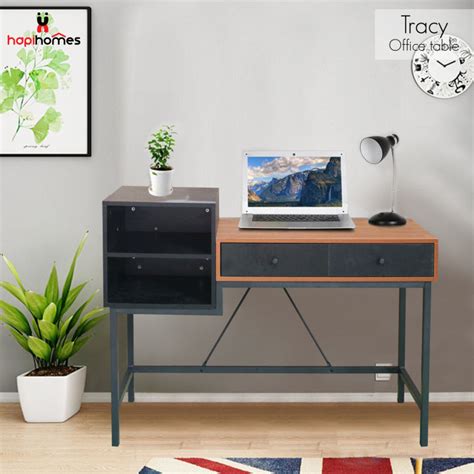 Hapihomes Tracy Wooden Metal Office Tabledesk 4724l X 1889w X 34