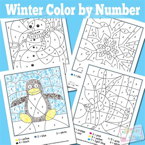 You may have time for a cup of hot chocolate while they color, mom and dad! Winter Color By Numbers Worksheets - Itsy Bitsy Fun