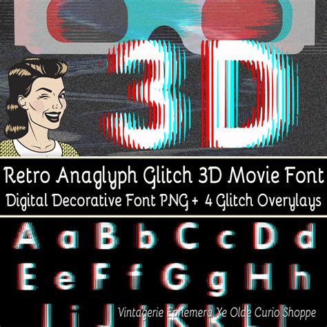 Retro Anaglyph Glitch 3d Movie Font 4 Bonus Glitch Overlays Etsy