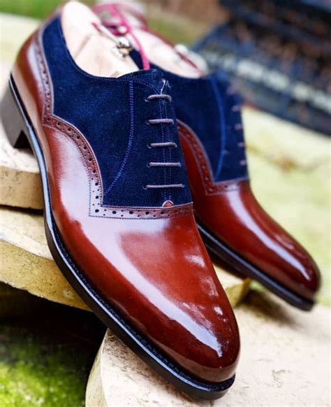 Handmade Burgundy Suede Leather Half Brogue Lace Up Mens Shoes In 2021