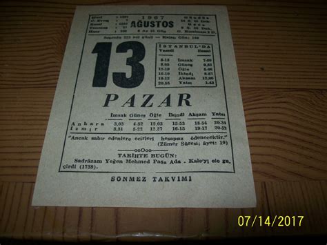 1 ölümünden sonra bu albümlerdeki bazı şarkılar bir derleme albümünde yer aldı. 13 Ağustos 1967 Pazar - Takvim Yaprağı - İnşirah Sahaf ve ...