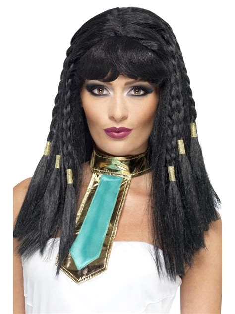 26 Black And Gold Braided Women Adult Halloween Cleopatra Wig Costume