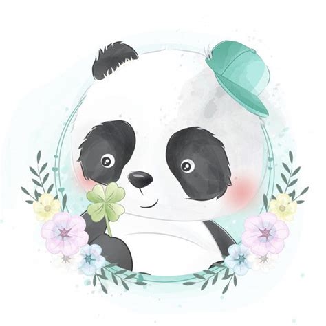 Premium Vector Cute Little Panda Portrait Arte De Panda Desenho De