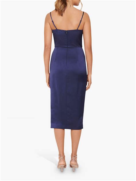 Forever New Laura Satin Ruched Midi Dress Navy