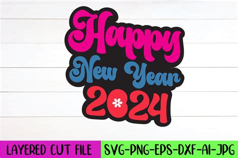 Happy New Year 2024 Retro Svg Design Graphic By Artistrner · Creative