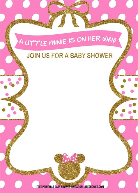 Whether you're organizing your own event or creating it for a friend or. FREE Pink and Gold Minnie Baby Shower Invitation Templates ...