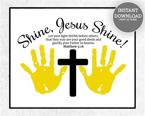 Shine Jesus Shine Handprint Craft Printable Matthew 516 Let Your