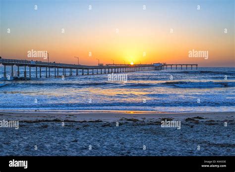Coastal Sunset View Of The Ocean Beach Pier San Diego California