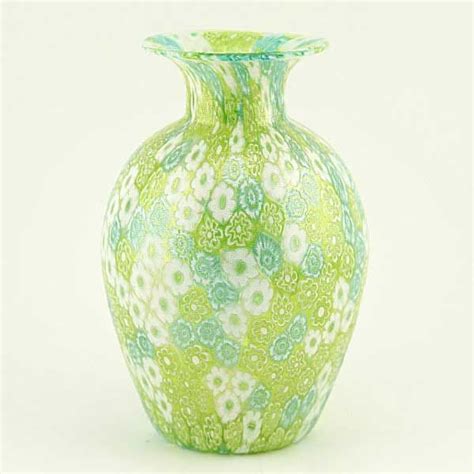 Murano Glass Vases Golden Quilt Millefiori Urn Vase Green Murano Glass Vase Murano Glass