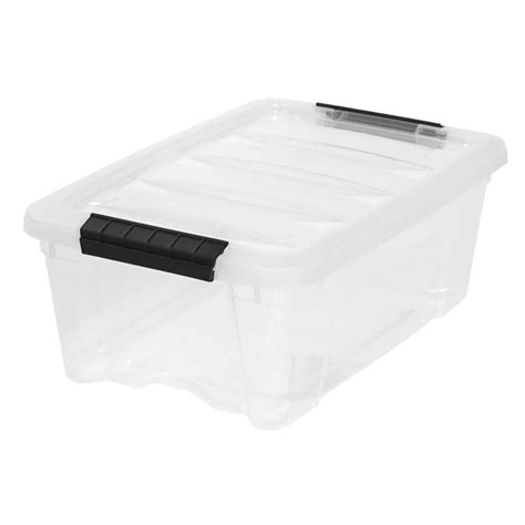 Iris 12 Qt Stack And Pull Storage Box In Clear 100300 The Home Depot