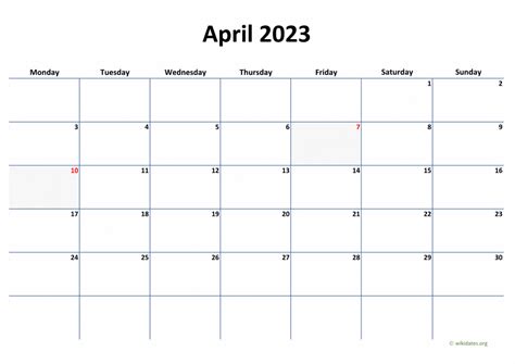 Calendar April 2023 United Kingdom