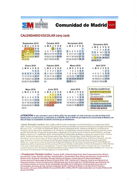 Calendario Escolar 2015 2016