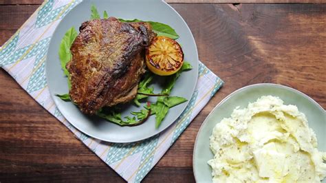 These roasted pork chops and potatoes make an easy weeknight meal. Milk-Braised Pork With Lemon-Caper Mashed Potatoes ~ Recipe