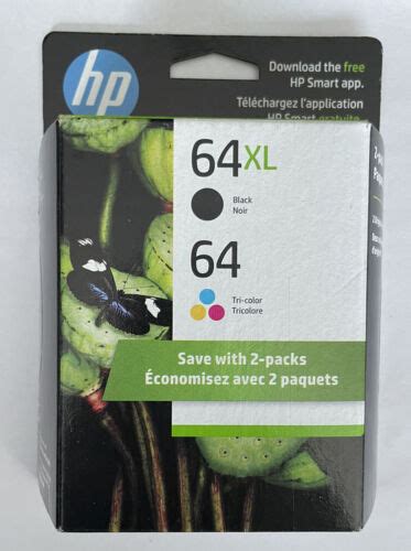 Genuine Hp 64xl Black And 64 Tri Color Ink Cartridges 2 Pack Dated 42024