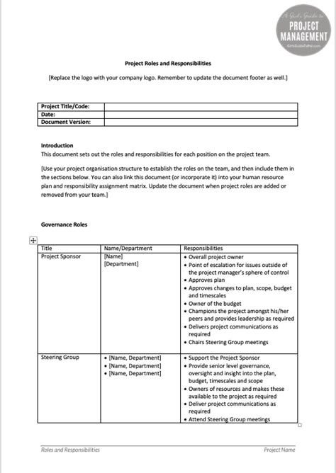 In support of emiratization, hct may exercise flexibility with the experience or. The Roles and Responsibilities Document on Projects • Girl ...
