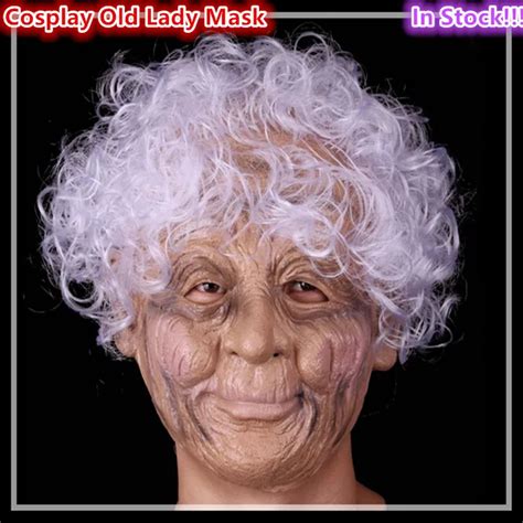 Free Shipping Cosplay Old Lady Face Latex Mask Halloween Latex Scary Party Cosplay Masquerade