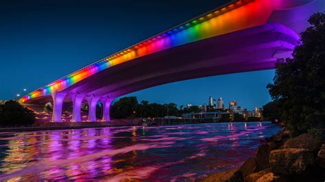 I 35w Bridge Over The Mississippi With Rainbow Colors On Pride Weekend Minneapolis © Riddhish