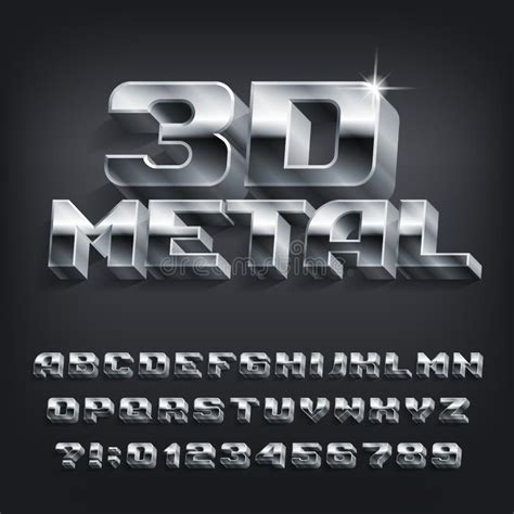 Futuristic Metal Alphabet Font Chrome Beveled Letters And Numbers