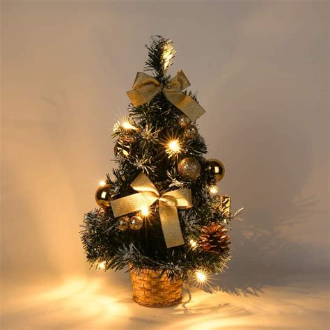 Eshoo Small Christmas Tree With Lightsmini Desktop Decoration Xmas