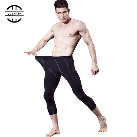 Yuerlian Polyester Gym 3 4 Leggings Men Size L Compression Fitness
