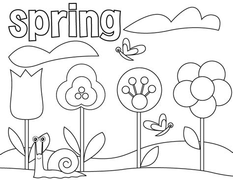 Printable spring scene coloring page. Spring coloring pages to download and print for free