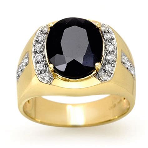 Genuine 658ctw Blue Sapphire And Diamond Mens Ring Gold