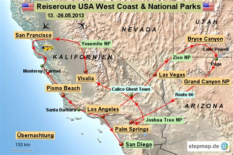 Stepmap Westküste Usa Landkarte Für Usa