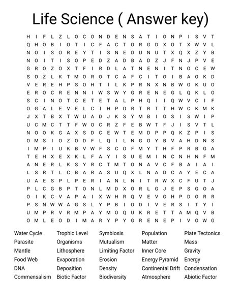 Life Science Answer Key Word Search Wordmint