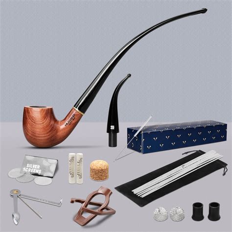 Rosewood Churchwarden Gandalf Pipe Long Stem Bent Tobacco Pipe With Accessories Ebay