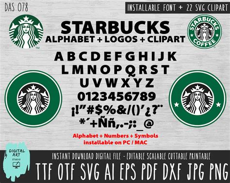 Starbucks Logo Wrap And Font Bundle Svg Starbucks Coffee Font Etsy