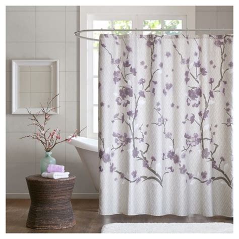 Madison park 100% cotton printed modern cute bathroom shower curtain, 72x72, lilac. Sakura Cotton Printed Shower Curtain - Purple : Target