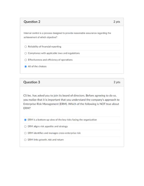 Internal Audit Quiz Answer Keys Auditing And Assurance Principles