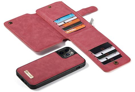 Caseme Iphone 12 Pro Max Zipper Wallet Detachable 2 In 1 Case Red