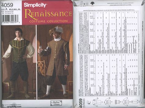 Modern 2006 Mens Renaissance Costume Collection Simplicity 4059