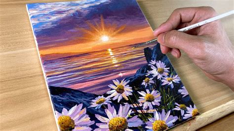 Sunset Daisies Acrylic Painting Correa Art YouTube