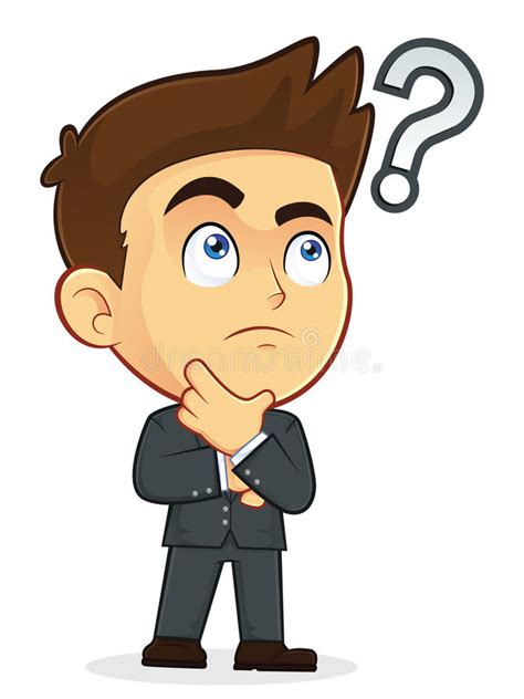 Businessman Touching Chin With Question Mark Stock Vector