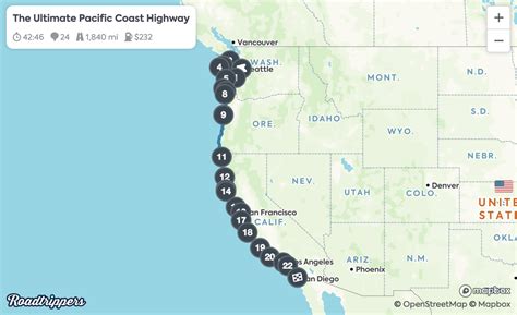 Pacific Coast Highway Map United States Map