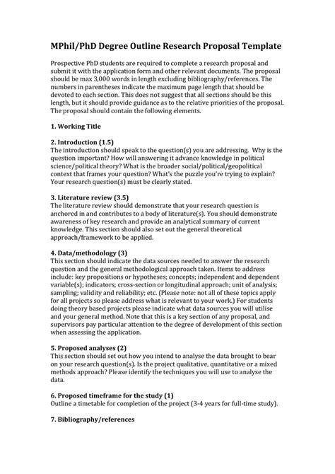 Mphilphd Degree Outline Research Proposal Template