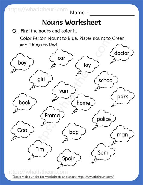 Free Printable Nouns Worksheets For Grade 1 Worksheets Printable Free
