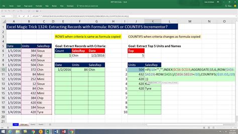Excel Magic Trick 1324 Rows Or Countifs Incrementor In Array Formula
