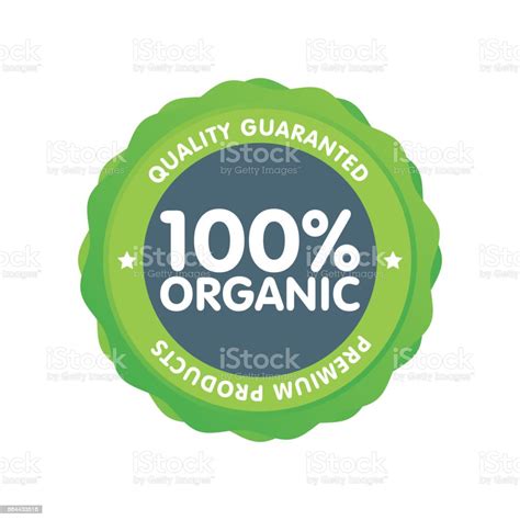 Modern Green Eco Badge 100 Percent Organic Label Sticker Vector