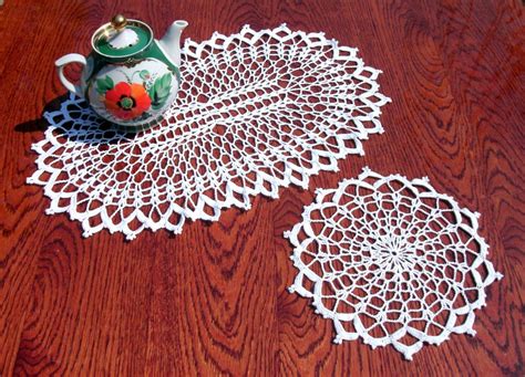 White Lace Doilies Oval Crochet Doily Coffee Table Decor Etsy