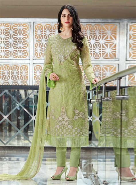 Buy Green Organza Pant Style Suit 139936 Price 77 Usd Online At Lowest Price From Huge