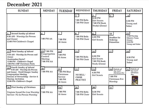 Apostles Calendar December 2021 Apostles Lutheran Church