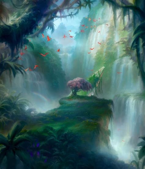 Misty Rainforest Battle For Zendikar An Art Print By Ryan Yee