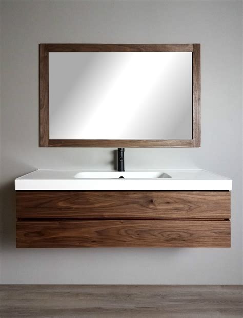 Gorgeous Modern Solid Walnut Floating Vanity Custom Bathroom Vanity