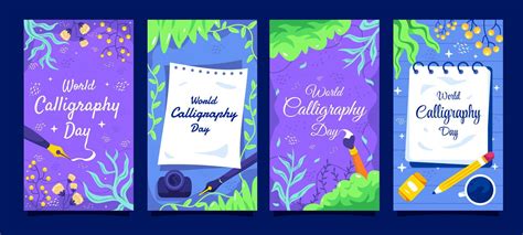 World Calligraphy Day Card Set 10099139 Vector Art At Vecteezy