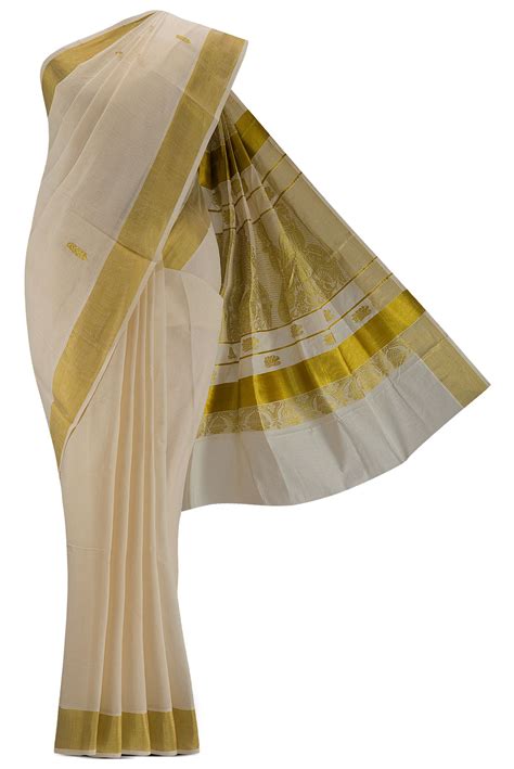 Buy Cream Kerala Cotton Saree Online Women Sarees At Best Price Nalli