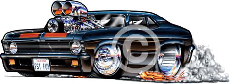 .artists, cartoon effects, pictures and photos, sketch styles and artwork on canvas; 1969 Chevrolet Nova Cartoon